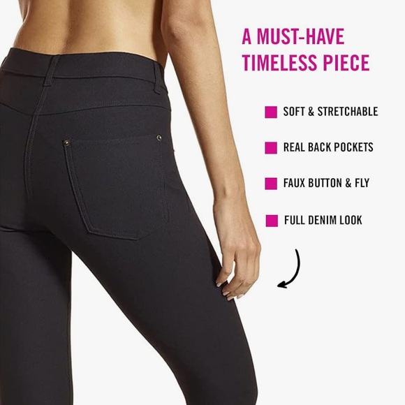 NWOT Hue Women's Essential Denim Black Leggings Sz S - Picture 3 of 10